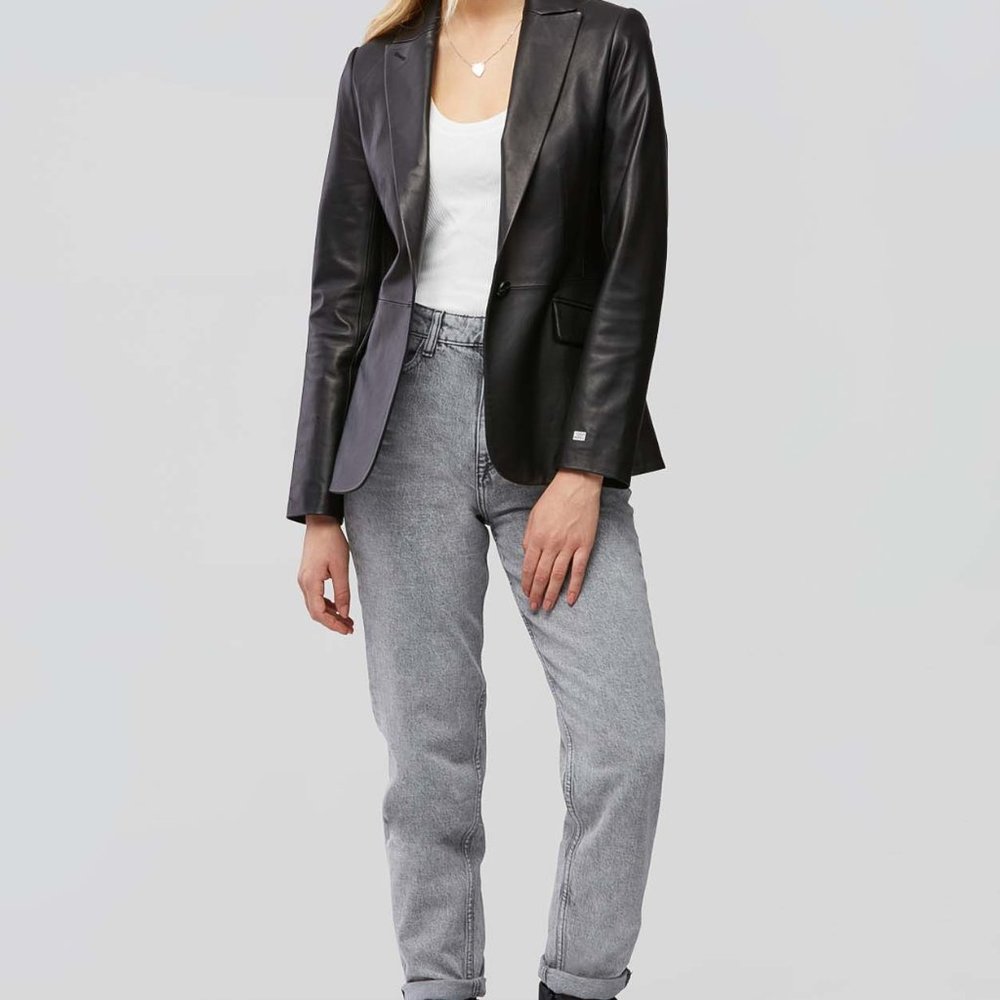 SOIA & KYO MIA Slim Fit Leather Blazer